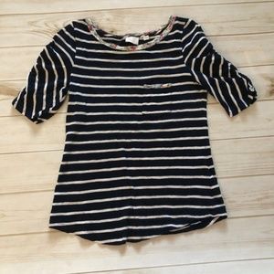 Anthropologie Postmark Striped Floral T-Shirt